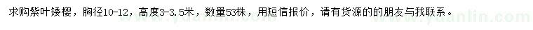 求購胸徑10-12公分紫葉矮櫻