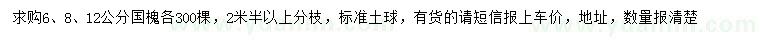 求購6、8、12公分國槐