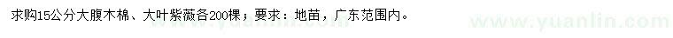 求購(gòu)15公分大葉紫薇、大腹木棉