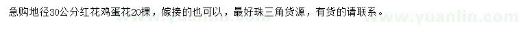 求購地徑30公分紅花雞蛋花