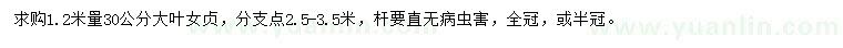 求購(gòu)1.2米量30公分大葉女貞