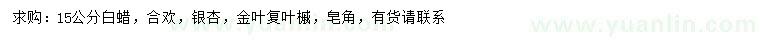 求購(gòu)白蠟、合歡、銀杏等