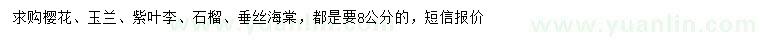 求購櫻花、玉蘭、紫葉李等