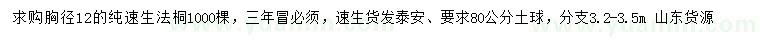 求購(gòu)胸徑12公分速生法桐