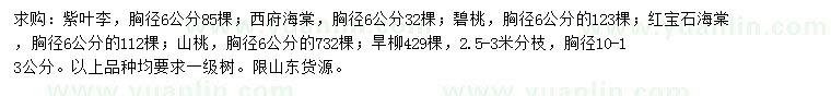 求購(gòu)紫葉李、西府海棠、碧桃等