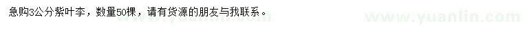 求購3公分紫葉李