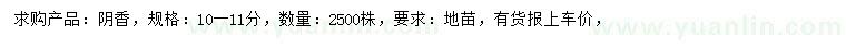 求購(gòu)10-11公分陰香