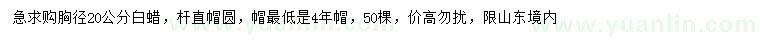 求購胸徑20公分白蠟