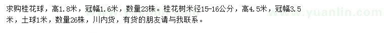 求購(gòu)高1.8米桂花