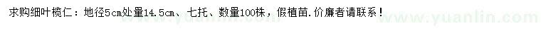 求購地徑5公分量14.5公分細葉欖仁