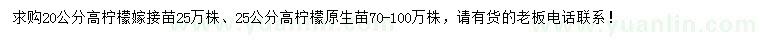 求購(gòu)高20、25公分檸檬苗