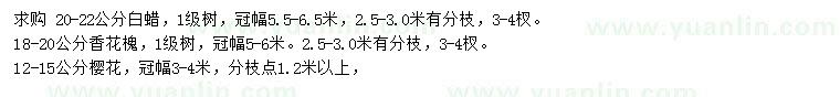 求購(gòu)白蠟、香花槐、櫻花