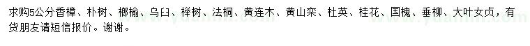 求購香樟、樸樹、榔榆等