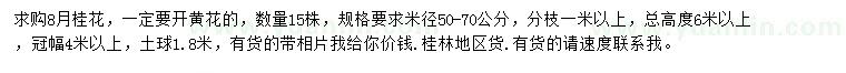 求購(gòu)米徑50-70公分八月桂