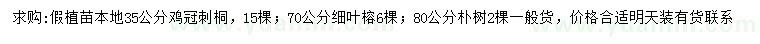 求購雞冠刺桐、細(xì)葉榕、樸樹