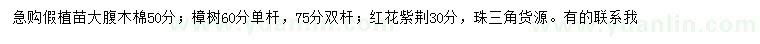 求購(gòu)大腹木棉、樟樹、紅花紫荊