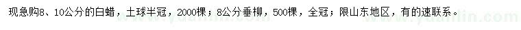 求購(gòu)8、10公分白蠟、8公分垂柳