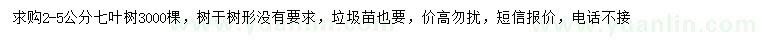 求購2-5公分七葉樹
