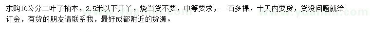求購10公分二葉子楠木