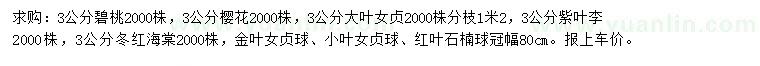求購(gòu)碧桃、櫻花、大葉女貞等
