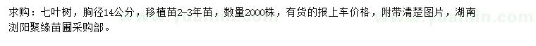 求購胸徑14公分七葉樹