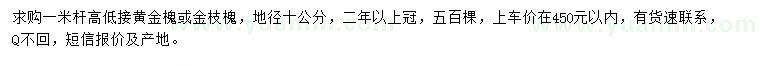 求購地徑10公分黃金槐或金枝槐