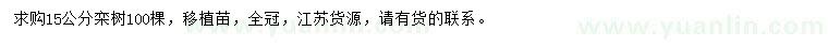 求購15公分欒樹