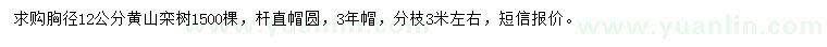 求購胸徑12公分黃山欒樹