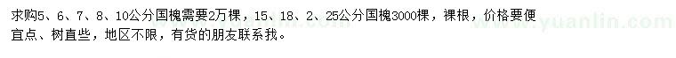 求購5-25公分國槐