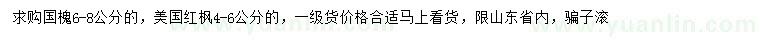 求購6-8公分國槐、4-6公分美國紅楓