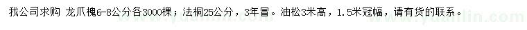 求購(gòu)龍爪槐、法桐、油松