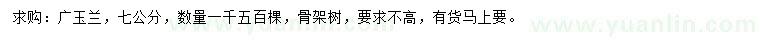 求購7公分廣玉蘭