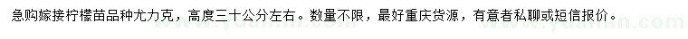 求購(gòu)高度30公分左右檸檬苗