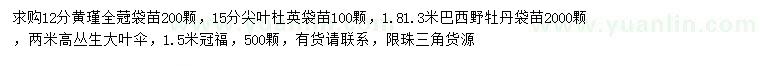 求購黃槿、巴西野牡丹、大葉傘