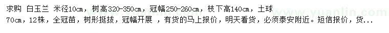 求購米徑10公分白玉蘭