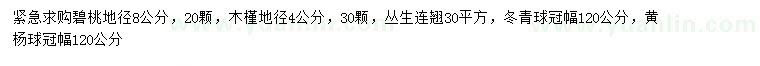 求購碧桃、木槿、叢生連翹等