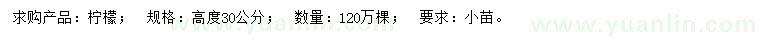 求購高30公分檸檬