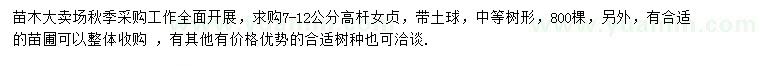 求購7-12公分高桿女貞
