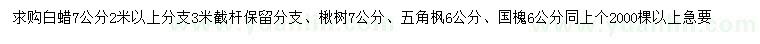 求購白蠟、楸樹、五角楓