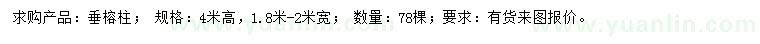 求購高4米垂榕柱