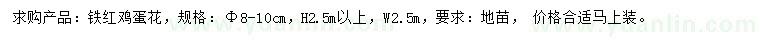 求購8-10公分鐵紅雞蛋花