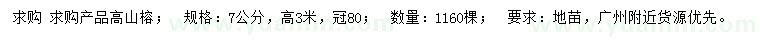 求購(gòu)7公分高山榕