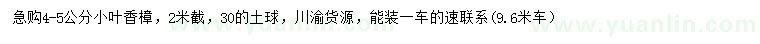 求購4-5公分小葉香樟