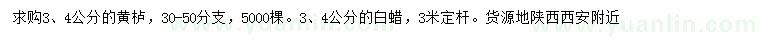 求購3、4公分黃櫨、白蠟
