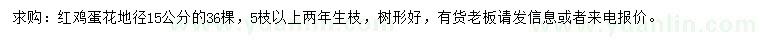 求購地徑15公分紅雞蛋花