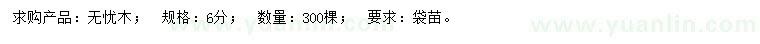 求購6公分無憂木