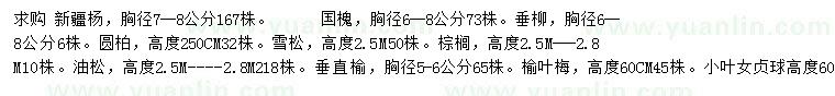 求購新疆楊、國槐、垂柳等