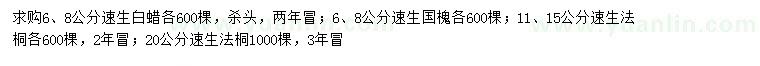 求購(gòu)速生法桐、速生國(guó)槐、速生白蠟