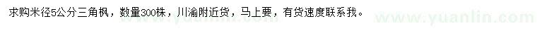 求購米徑5公分三角楓