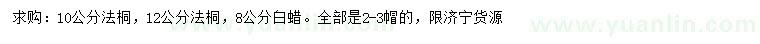 求購(gòu)10、12公分法桐、8公分白蠟